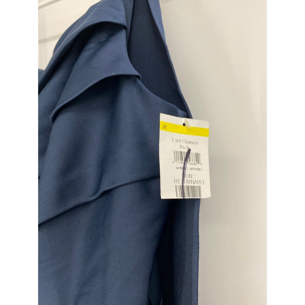 Adrianna‎ Papell One Shoulder Satin Crepe Dress Blue Size 6 - Picture 6 of 9